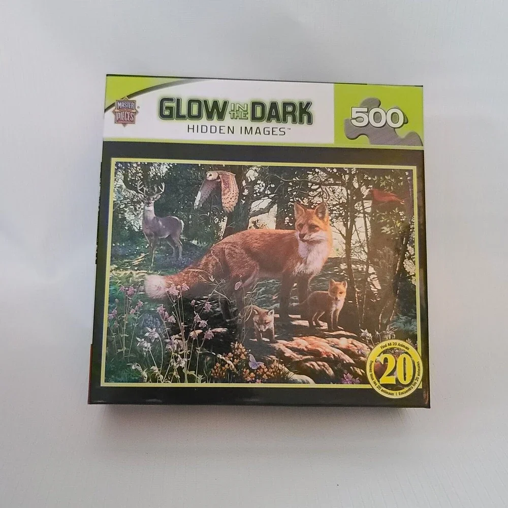 Masterpieces Puzzle Glow in the Dark Hidden Images 500 Piece Fox Puzzle Sealed